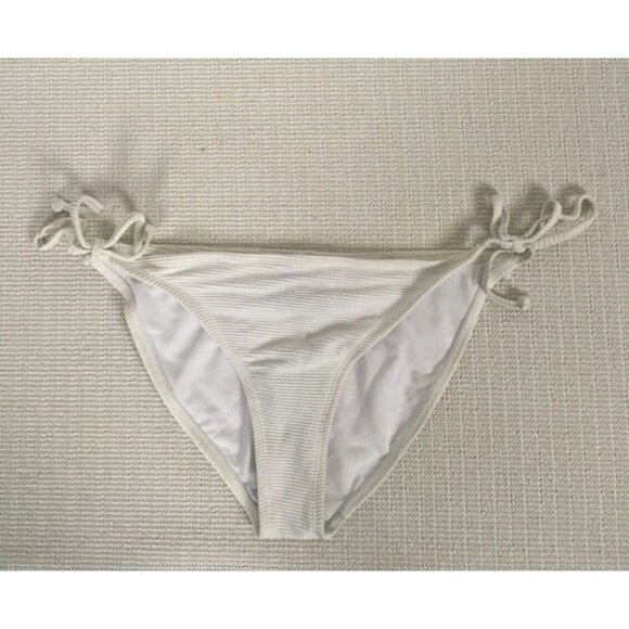 Heat String Bikini Bottom Women Size XL White Ribbed Tie Side New with Tags - Picture 1 of 13